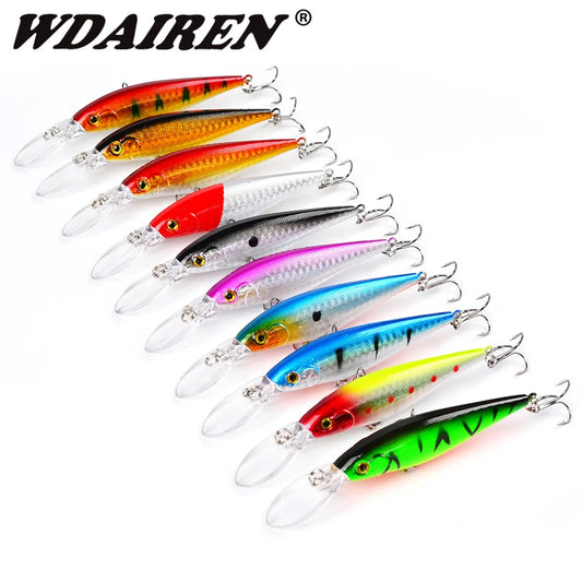 10PCS Mixed Colors Minnow Fishing Lure Set 11cm 10g Floating Wobbler  Lifelike Artificial Hard Bait kit Crankbait Pesca Tackle