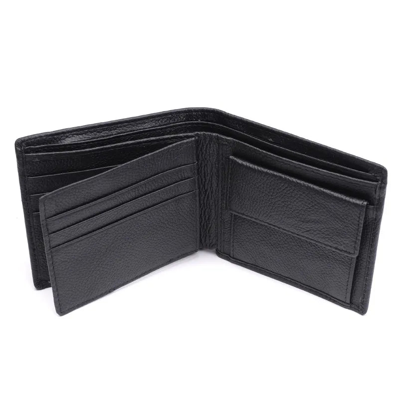 100% Genuine Leather Men's Wallet New Brand Purse for men Black Brown Bifold  RFID Blocking leather Wallets coin pocket Gift Box