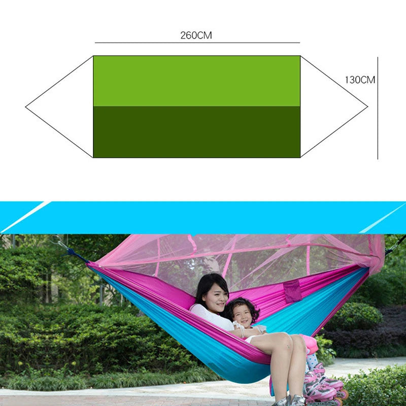 1-2 Person Hammock Outdoor Camping Hammock With Mosquito Net High Strength Parachute Swing Bed For Outdoor Hammock For Camping