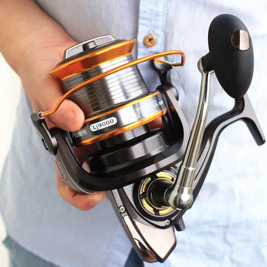 12+1 Ball Bearings Large Fishing Reels Spinning 5000-9000 Size Trolling Metal Fishing Reel Carp Molinete Reel Feeder pesca