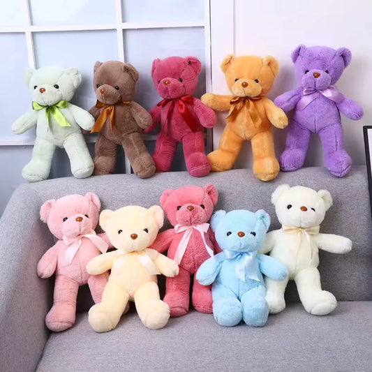 10 Colors 30cm Coloured Bear Plush Toys Stuffed Teddy Bear Soft Bear Wedding Gifts Girl Toy Birthday Gift Brinquedos