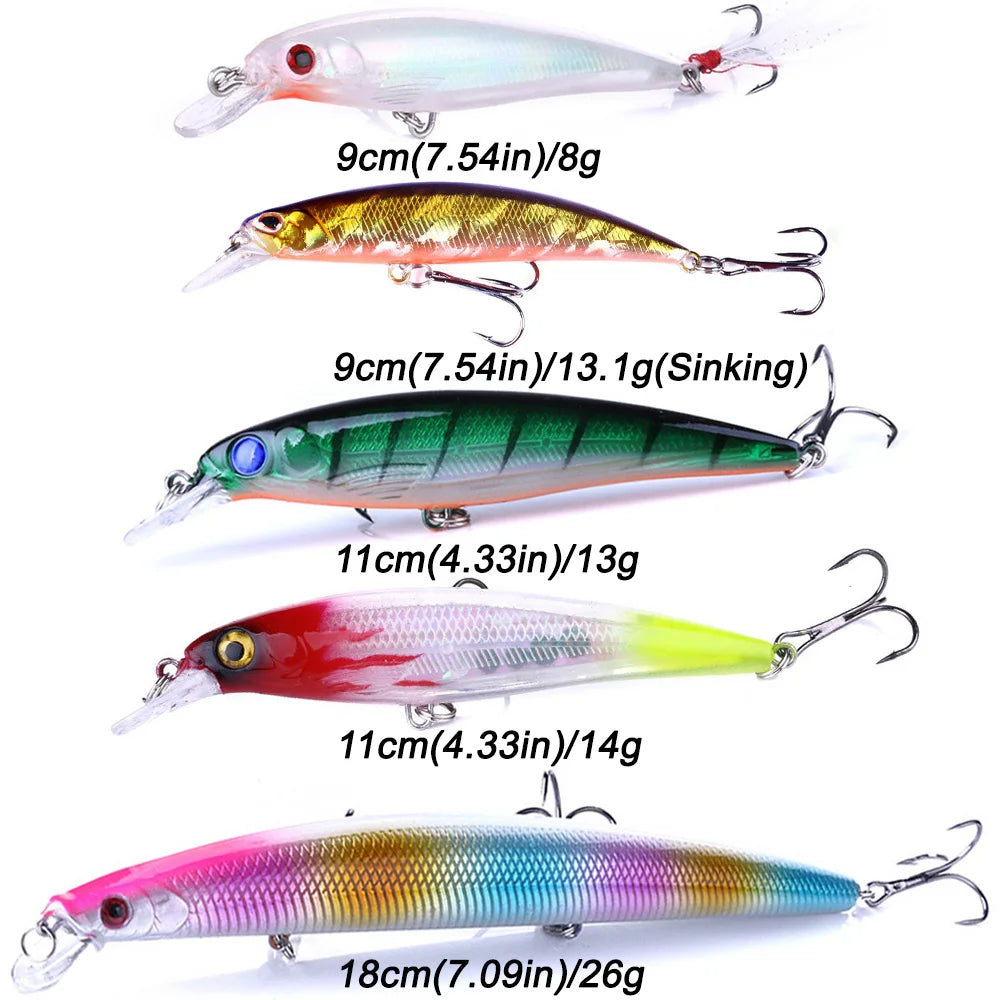 10PCS/Lot Minnow 8g 13g 14g 26g Fishing Lure Floating HardBait Pesca Tackle Jerkbait Swimbait Sinking Wobbler Artificial Bait